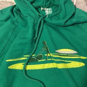 American Apparel Alien crop circles funny Glennz green hoodie size Medium